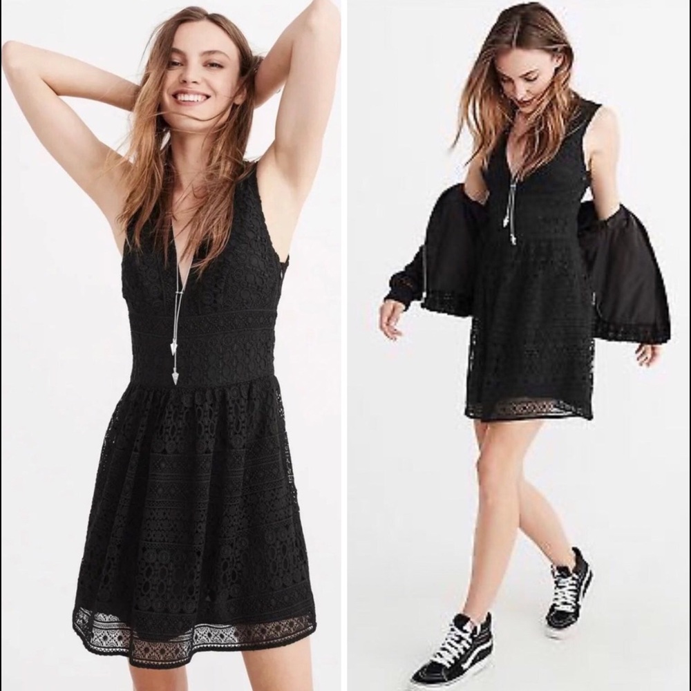 Abercrombie & Fitch || The Little Black Embroidered Eyelet Dress! XS